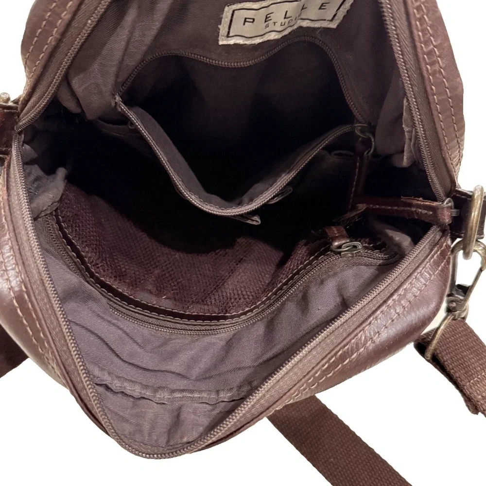 PELLE Studio Vintage‎ Brown Genuine Leather Multi-Pocket Messenger Bag 11